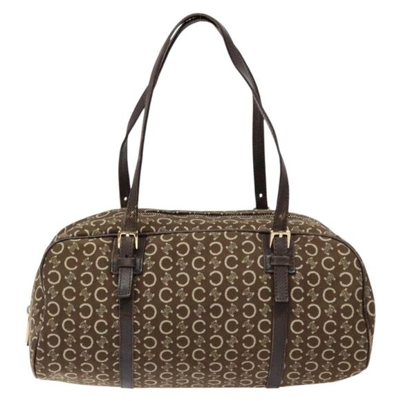 Celine Vintage Macadam Handbag Macadam Brown Canvas Bag (Pre-Owned)